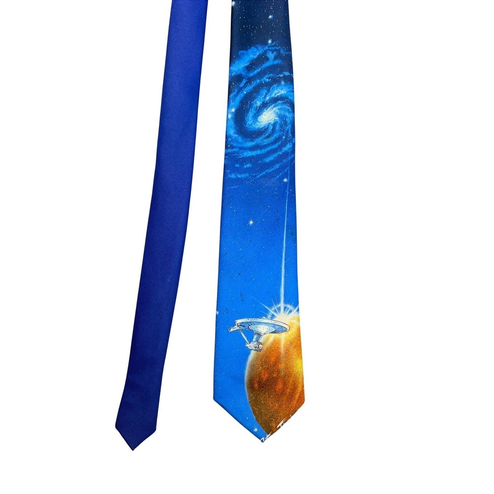 Vintage 1991 Star Trek Ralph Marlin Tie Blue Galaxy USS Enterprise Space Men